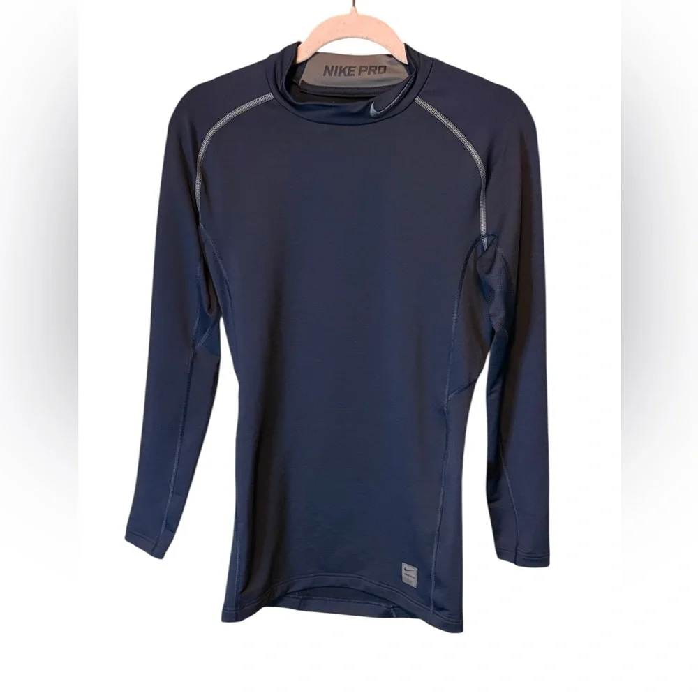 Nike Pro Combat Hyperwarm Dri-FIT Compression Shirt Navy Blue Size Large